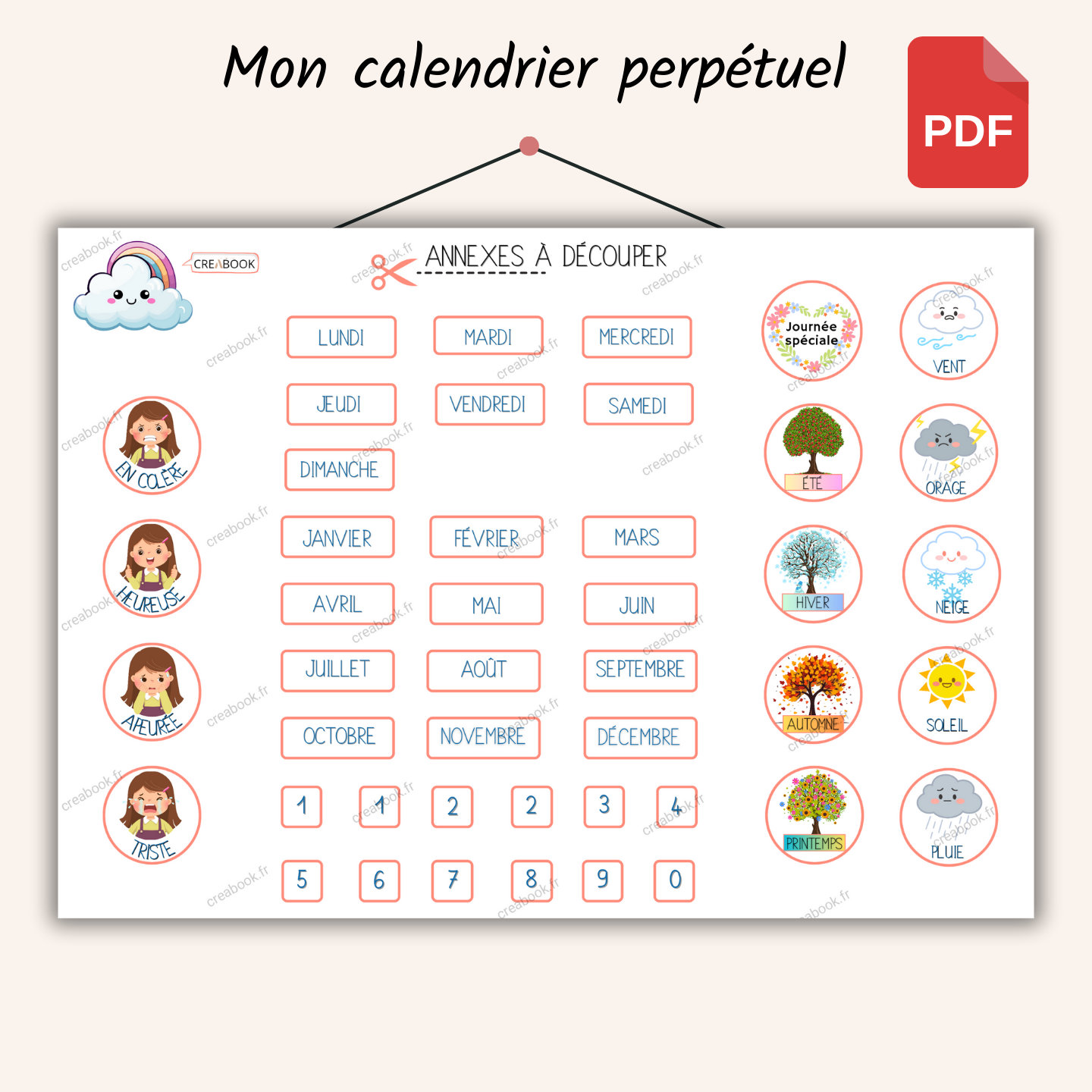 Calendrier perpétuel Fille