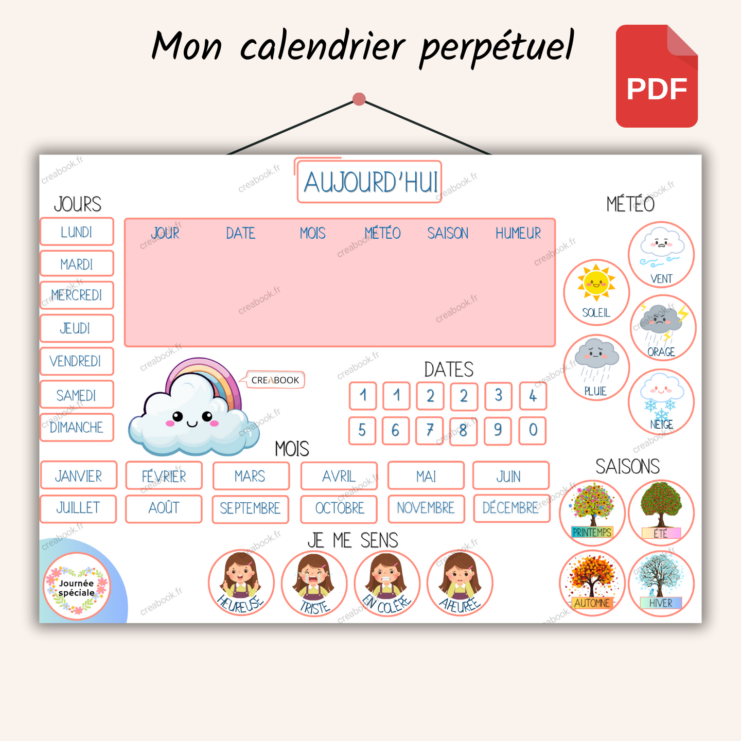 Calendrier perpétuel Fille